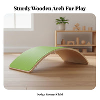 Multi-Use Design Wooden Balance Board Sturdy Wood Construction Curved Wobble Board Unrestricted-Ended Play Kids' Wooden Rocker Develops Core Strength for Toddlers, Adults, Stretching Exercises, Playroom