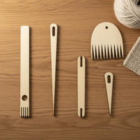 5 Pieces Wooden Knitting Pin Gauge Portable Wooden Knitting Gauge Measurements Hobby Tools for Knitters