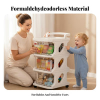 Mobile Design Multi-Level Wheeled Organizer Ample Storage Multi-Tier Trolley with Drawers Versatile Use Rolling Trolley 360° Swivel Wheels for Families, Homeowners, Nursery, Small Areas, Bedroom, Living Room