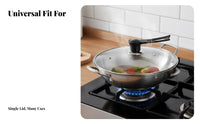 High Temperature Resistant Tempered Glass Wok Lid Food-Grade Materials Universal Glass Pot Lid Anti-Scald Handle for Home Cooks, Restaurant