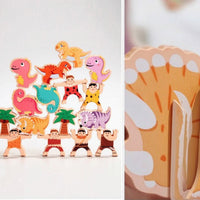 Dinosaur Stacking Toy Educational Wooden Stacking Toy Learning Wooden Balance Toys for Young Children, Preschoolers, Playroom, Kindergarten, Nursery
