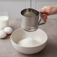 Stainless Steel Flour Sifter Mirror Polished Double Mesh Sifter Container Design Flour Sieve Multi-Functional Kitchen Utensil