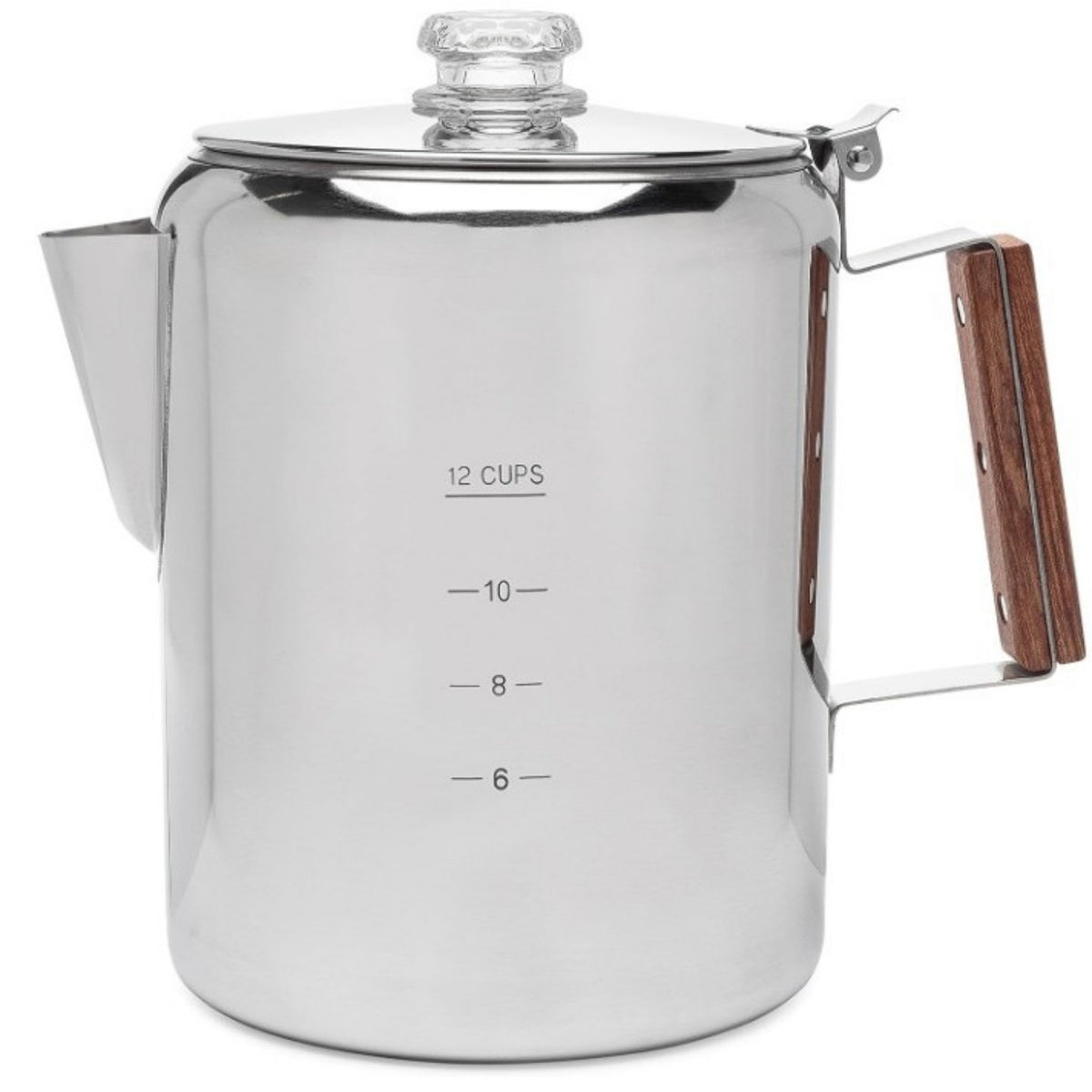Coffee Pot with Wood-Look Handle Portable Stainless Steel Coffee Pot No Electricity for Camping