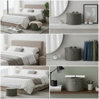 Leather Storage Box Round Storage Box with Lid Minimalist for Closet, Bedroom, Dressing Room