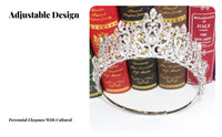 Crystal Pageant Crown Encrusted with Crystals Crystal Queen Crown Bridal Crystal Tiara Adjustable Band for Weddings, Proms