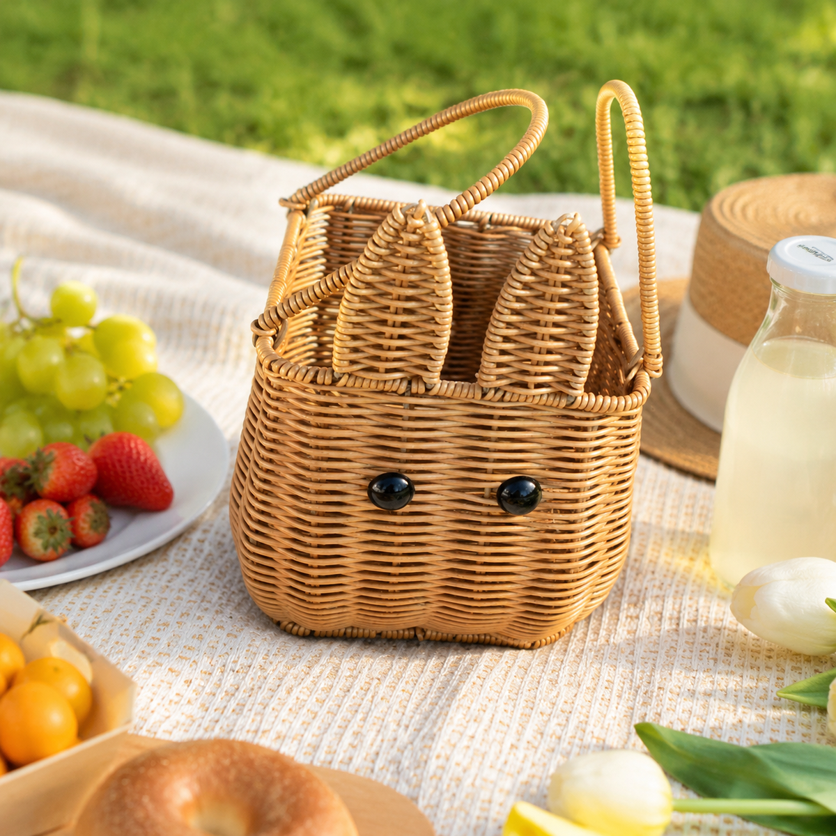 Square Storage Basket, Woven Basket 16x16x17cm, Shelf Baskets with Handles, Small Basket for Shelf, Kitchen, Bathroom, Toys