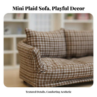 1/12 Scale Dollhouse Sofa Play House plaything/12 Scale Dollhouse Furniture Nice Gift Miniature Plaid Couch for Hobbyists, Scene Setting
