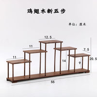 实木小博古架鸡翅木摆件茶具茶叶杯架多宝阁紫砂壶展示收纳置物架 鸡翅木榫卯中高（整装发货）