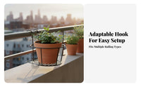 Iron Flower Rack Rust-Resistant Hanging Railing Planter Sturdy Construction Round Steel Planter Pot Holder for Outdoor, Patio, Deck