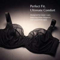 Underwire Bra with Lace Overlay for Women, Large Cup Support in Extended Sizes, Minimizing for Everyday Wear and Special Occasions
