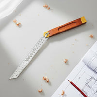 High Precision Woodworking Sliding T-Bevel Double-Sided Scale Sliding Angle Ruler Secure Locking Mechanism Adjustable Angle Gauge Brass Inlay for Craftsmen