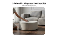 Modern Minimalist design Wheeled Oval Coffee Table with Drawer Space-Saving Living Room Furniture doublelevel Design Rounded Corners for Small Apartment Dwellers, Homeowners, Families, Home, Lounge Area, Bedroom