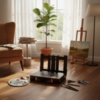 Beech Wood Tabletop Floor Easel Box Storage Compartments Wooden Easel Box Non-Slip Feet for Outdoor Sketching, Studio