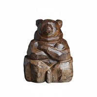 bears Figurine Gift Idea Wooden Animal Sculpture Country Home Decor Animal Ornament