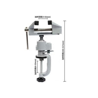 2 Pieces Adjustable Rotating Bench Vise with Clamp Rotatable Clamp-on Vise with Drill Holder Lightweight Table Vice Compact for Workshop, Garage