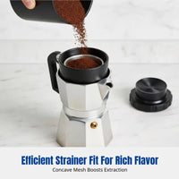 Terraced Coffee Tamper, Stovetop Pot Powder Distributor, Semi-Automatic Filling Ring, Anti-Spill, Easy