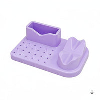 Multi-Compartment Electric Nail File and Bit Holder Space Saving Manicure Drill Station Organizer for Manicurists