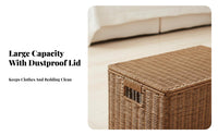 Wheeled Rattantype Chest With Lid Underbed Box Large Capacity for Under Bed