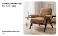 Nordic Design Upholstered Wood Frame Armchair Minimalist Upholstered Wooden-Frame Armchair mid-centuryera Modern aesthetic Lounge Chair high resilience Foam padding for Homeowners, Readers, Adults
