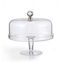 Cake Stand with Dome Faceted Cloche with Pedestal Clear for Cafes, Hosts, Bakers