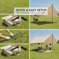 Outdoor Camping Tarp Tent with Table and Chairs Set, Sunshade Rainproof Picnic Shelter