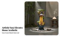 Humidifier Function Indoor Rockery Waterfall Feng Shui Decor Floor Standing Waterfall Fountain Mist Generator LED Rockery Water Feature Artisan-Made for Business Owners, Living Room, Office, Hotel Lobby, Reception Area