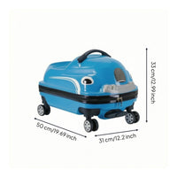 Hard-Shell Sit-on Suitcase Glossy Car Suitcase Fun Sit-on Luggage Smooth-Rolling for Travel, Airport