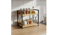 Wood and Metal seasoning Rack Multipurpose 2-Tier Counter Organizer Space Saving Freestanding Desktop Shelf for Kitchen