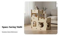 All-Season Use Wooden Cat Villa Stable Structure Multi-Level Cat Condo Spacious Interior 2-Story Pet Kennel Sturdy for Families with Pets, Indoors, Living Room, Bedroom, Home