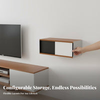 Retro Design Modular Wall Unit Floating Design Multi-Compartment Organizer Space-Saving Storage Cabinet Versatile Use for Homeowners, Adults, Above the Floorice Workers, Living Room, Study, Bedroom, Garage