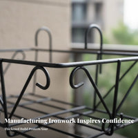 Space-Saving Design Hanging Planter Rack Easy to Install Rectangular Railing Planter Holder Sturdy hard-wearing Outdoor Fixture Adjustable fasteners for Gardeners, Apartment Dwellers, Homeowners