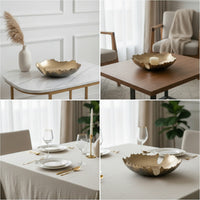 Shallow Fruit Tray Hammered Tray with Scalloped Rim Irregular Bowl with Scalloped Edge Rustic for Tabletop