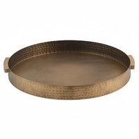 Round Hammered Tray Gold Finish Round Decorative Tray Versatile Use Home Decor for Hotel, Living Room