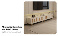 Cream Contemporary TV Cabinet Handle-Less Design TV Cabinet with Storage Multi-Functional Modern Media Storage Console for Homeowners, Renters