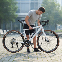 Lightweight Design Disc Brake Road Bike Internal Cable Routing 700C Racing Bike 18 Speed Road Bike for Adults, Men, Women, Commuting, Exercise