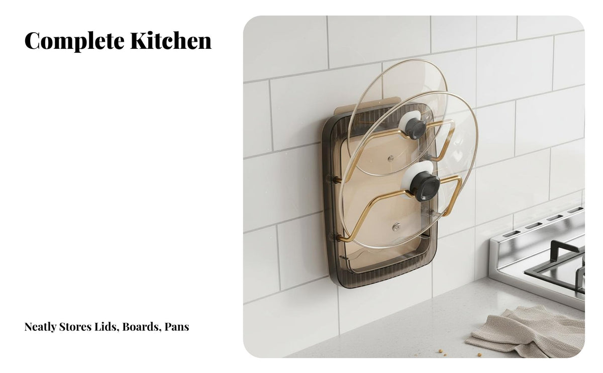 Wall Mounted Pot Lid Holder Easy Installation Storage Rack, Space Saving, Wall Mounted Lid Holder for Cabinet Door