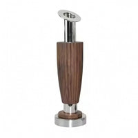 Wood Vase with Metal Base Mixed Material Walnut Wood Vase Modern Vessel for Reception Desk