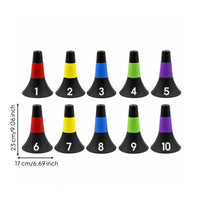 10 Pieces Basketball Cone Numbered Agility Training Cones Flared Cone with Anti-Slip Band for Athletes, Coaches, Soccer Practice
