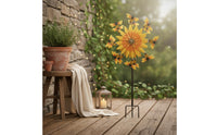 Weather-Resistant Floral Motif Bee Wind Twirler 3D Kinetic Design Metal Floral Motif Wind Twirler Easy Installation Outdoor Decor for Lawn
