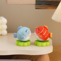 4 Pieces Playful Rotating Ornament with Lotus Base Compact Auspicious Koi Figurine Golden Koi Aquatic Creature Ornament Stress-Relief for Office Desk, Tabletop, Study Area