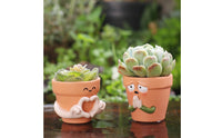 2 Pieces Cartoon Resin Planter Gift Idea Cute Pot Small Plant Holder Home Decor for Couples