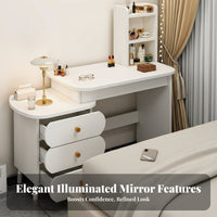 Vanity Set with Lighted Mirror Vanity Desk Dressing Table Storage Drawers Space-saving Design Suitable for Women Apartment Bedroom Walk-through Closet