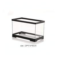 Turtle Tank with Base Clear Open-Top Turtle Enclosure Aquarium Sleek-Profile Reptile Habitat Rectangular for Tabletop, Bedroom