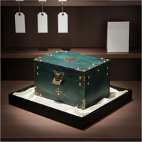 Wooden Jewelry Box Lockable Design Chinese Design Keepsake Box Antique Design Treasure Chest Multifunctional for Home Decor