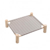 Wood Frame Raised Pet Cot Bed Patterned Print Elevated Pet Lounge Bed Bound Edges Hammock Style for Lounging, Resting