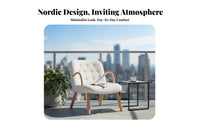 Nordic design Upholstered Armchair with Wooden Legs sturdy Wood Frame Lounge Chair space-saving Design Indoor Furniture snug Fabric for Apartment Dwellers, Young Adults, Balcony, Living Room, Bedroom, perusing corner