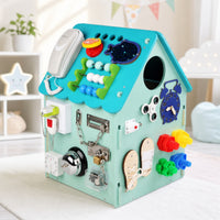 Wooden Busy House Fine Motor Activity House Interactive Child-Led Toy Learning for Preschoolers