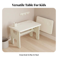 Folding Design Foldable Kids Table and Chair Set Space-Saving Kids Table and Chair Set Rounded Corners Toddler Plastic Study Desk Stable & Sturdy for Toddlers, Preschoolers, Kindergarten, Studying, Classroom, Playroom