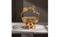 Ornate Fruit Basket with Handle Gold-Colored Decorative Tray with Handle Multi-Purpose Basket Tray with Handles Versatile for Hosts, Dining Table