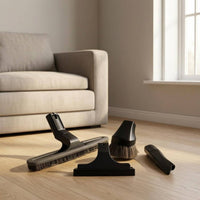 4 Pieces Black Plastic Vacuum Brush Attachment Kit Wide Bristle Edge Vacuum Nozzle Kit Round Bristles Floor Brush Attachment Slim for Textile Surfaces, Narrow Gaps, Corner Cleaning